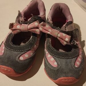 Stride Rite Pink and Gray Sneakers with Polka Dots